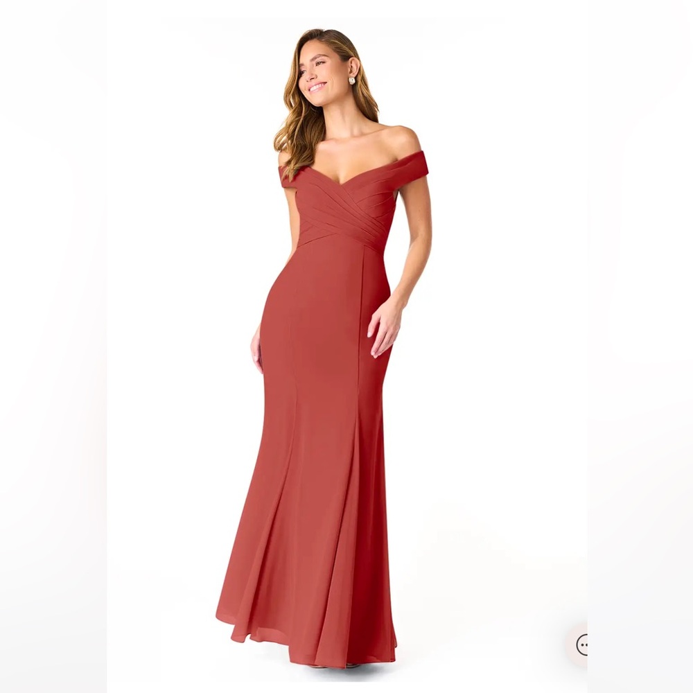 Azazie Off-Shoulder Rust Dress